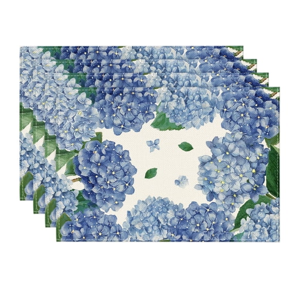 Smile Watercolor Hydrangea Summer Placemats for Dining Table 12 x 18 Inch Set of 4