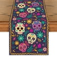 thumbnail image 1 of Smile Watercolor Marigolds Skull Day of The Dead Table Runner 13 x 72 Inch, 1 of 8