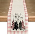 thumbnail image 1 of Smile Watercolor Pink and Beige Buffalo Plaid Christmas Trees Merry Xmas Table Runner 13 x 72 Inch, 1 of 7