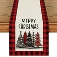 thumbnail image 1 of Smile Watercolor Red and Black Buffalo Plaid Christmas Trees Merry Xmas Table Runner 13 x 72 Inch, 1 of 7