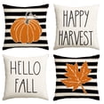 thumbnail image 1 of Sm:)e Watercolor Stripe Pumpkin Maple Leaf Hello Fall Pillow Covers 4 Set 18 x 18 Outdoor Cushion Case, 1 of 6