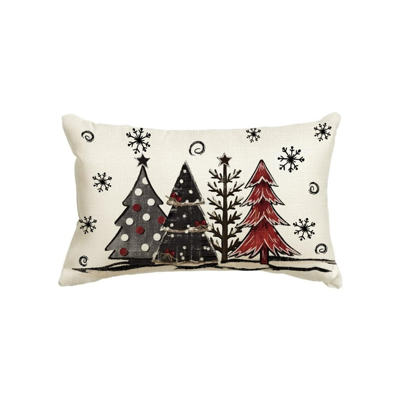 Smile Watercolor Tree Christmas Pillow Cover 12 x 20 Off White Rectangle Seasonal Decorative Farmhouse Outdoor Pillow Case Shop 2024 Deals Walmart