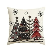 Sm:)e Watercolor Tree Snowflake Christmas Pillow Cover 18 x 18 Inch, Beige Square Seasonal Decorative Farmhouse Outdoor Sofa Case