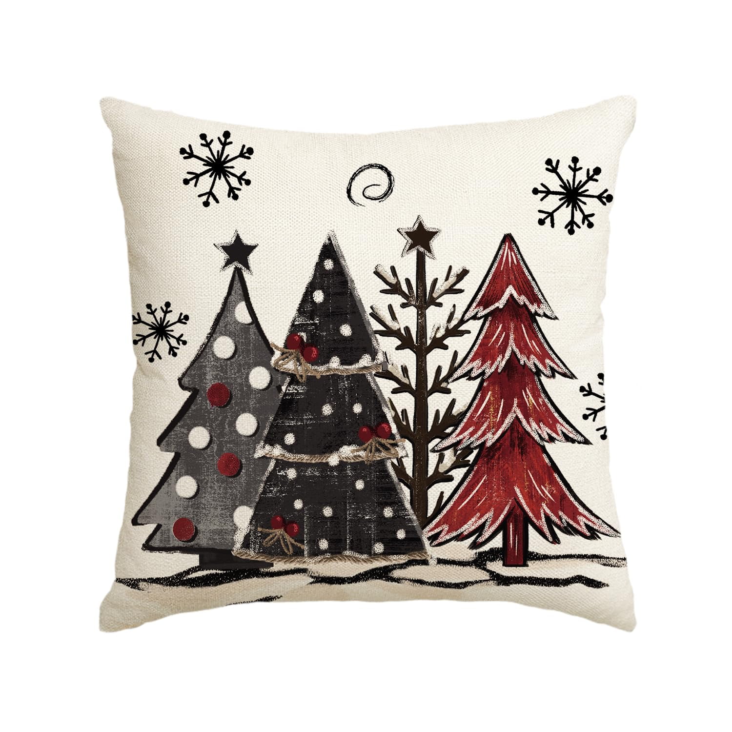 Smile Watercolor Tree Christmas Pillow Cover 18 X 18 Off White Square 