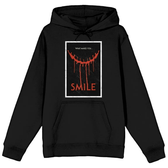 Smile What Makes You…Smile Poster Long Sleeve Adult Black Hooded Sweatshirt-Medium