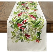 Smile Winter Holly Christmas Table Runner 13 x 72 Inch