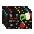 thumbnail image 1 of Smile Xmas Ball Merry Christmas Placemats Set of 4, 12x18 Inch Seasonal Winter Holiday Black Table Mats for Party Kitchen Dining Decoration, 1 of 6