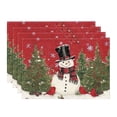 thumbnail image 1 of Smile Xmas Snowman Winter Christmas Placemats Set of 4, 12 x 18 Inch, Red, 1 of 8