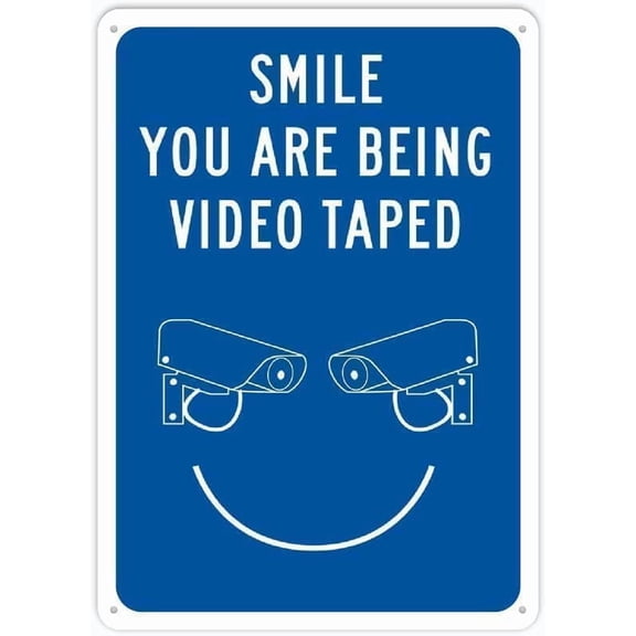 Smile You Are Being Video Taped Rust Free Aluminum Sign, Pre Drilled Weatherproof Plaque For House Office Yard, Security Camera Sign, 8x12 Inch