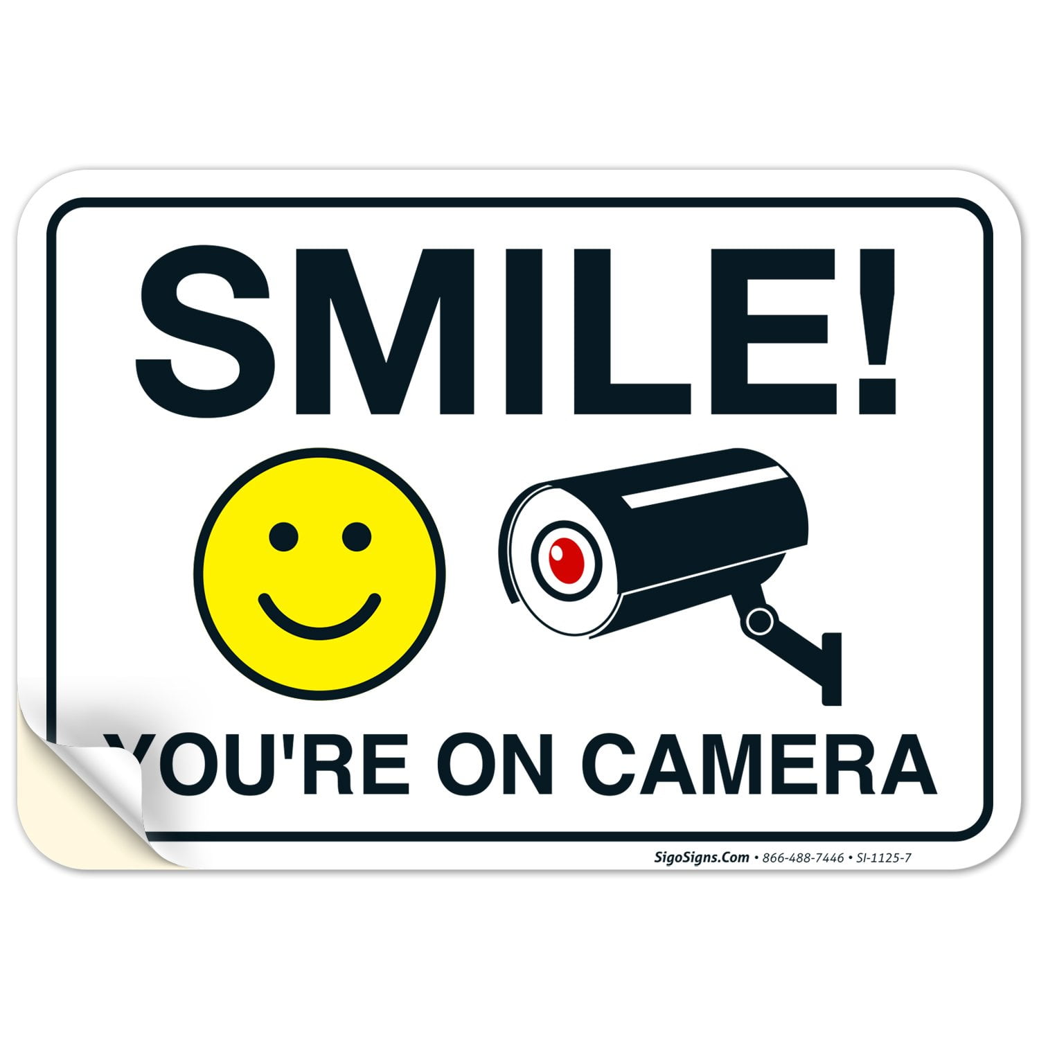 Smile You'Re On Camera Sign, Camera Sign, 10x7 Vinyl Sticker - Walmart.com