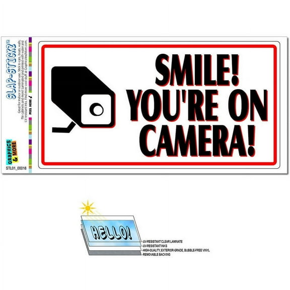 Smile You're On Camera Video Surveillance Business Sign Automotive Car Window Locker Bumper Sticker