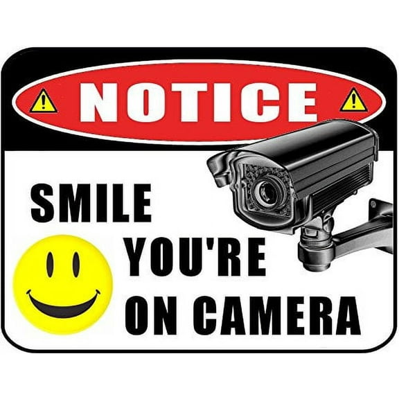 Smile You're on Camera 11.5 inch by 9 inch Laminated Sign