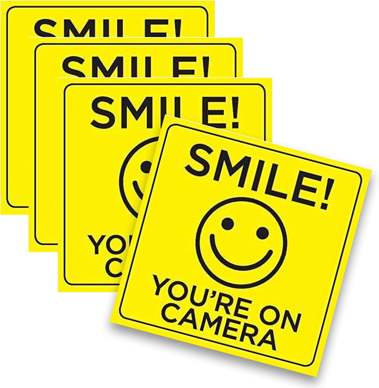 Smile You're on Camera Sticker, 6x 6 Inch, 4 Pack, Durable, Black and ...