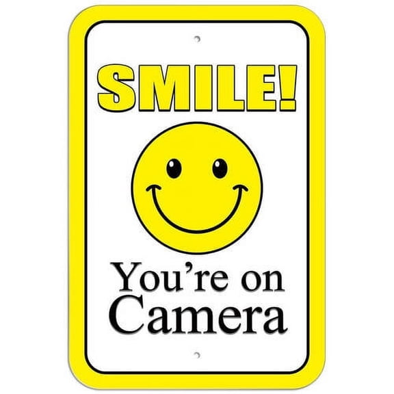 Smile You're on Camera Yellow Sign
