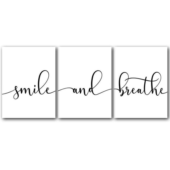 Smile and Breathe, Set of 3 Poster Prints, Home Wall Dcor, Motivational/Inspirational Quote Prints