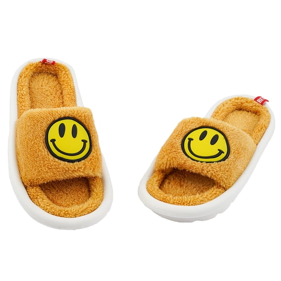 Smile face Home Slippers for Women and Men Soft Warm Non-Slip Retro Indoor and Outdoor Smiling Face Unisex Slippers in Winter,Yellow 40/41