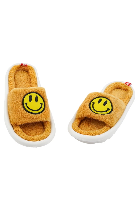 Smile face Home Slippers for Women and Men Soft Warm Non-Slip Retro Indoor and Outdoor Smiling Face Unisex Slippers in Winter,Yellow 40/41