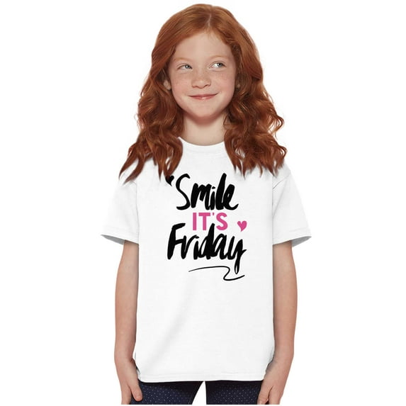 Smile its Friday Weekend Vibes Happy Girls Kids T Shirt Tees Teen Brisco Brands L