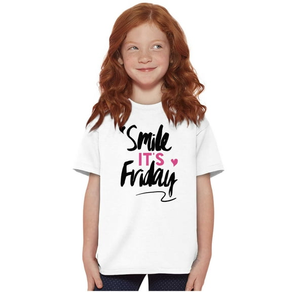 Smile its Friday Weekend Vibes Happy Girls Kids T Shirt Tees Teen Brisco Brands S