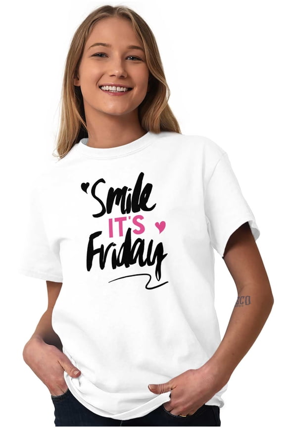 Smile its Friday Weekend Vibes Happy Women's Plus Size Graphic Tee Brisco Brands 2X