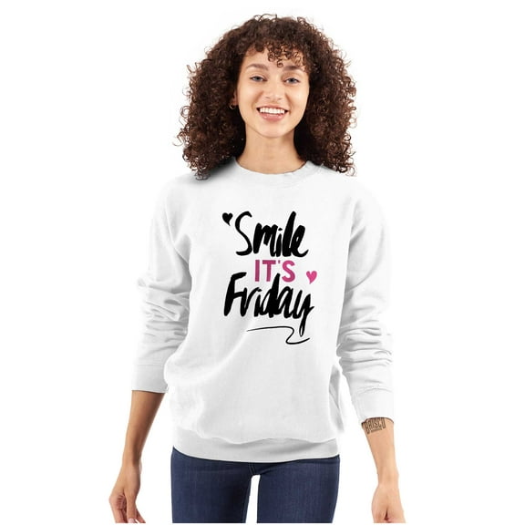 Smile its Friday Weekend Vibes Happy Women Plus Size Crewneck Sweatshirt Brisco Brands 2X