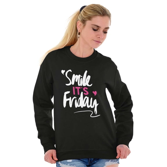 Smile its Friday Weekend Vibes Happy Women Plus Size Crewneck Sweatshirt Brisco Brands 2X