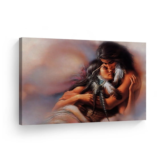 Smile Art Design Indian Wall Art Native American Lovers Canvas Print Home Decor Decorative Artwork Living Room Bedroom Office Wall Decor Ready to Hang Made in USA - 8x12