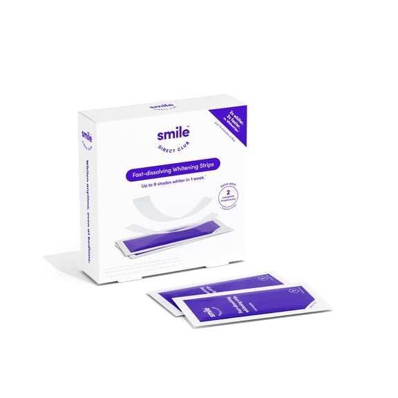 SmileDirectClub  Pro Strength Hydrogen Peroxide Teeth Whitening Strips, Fast Dissolving, 32 Count