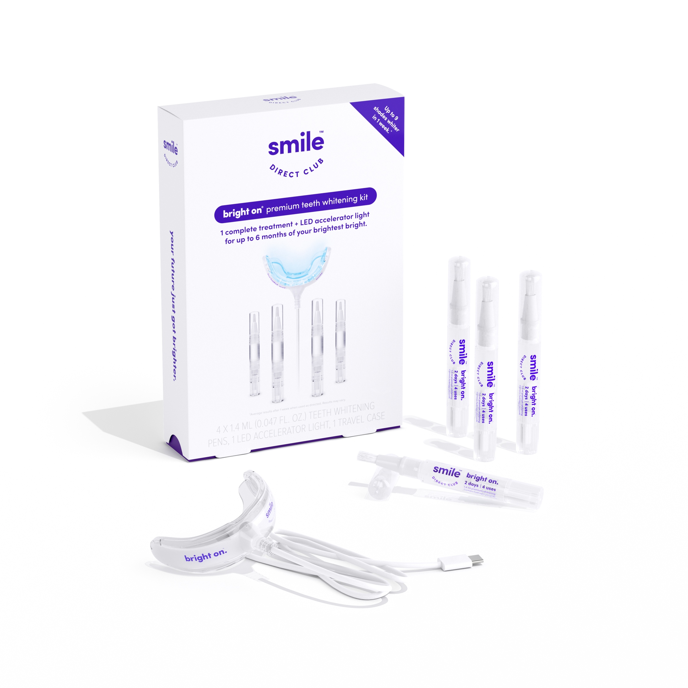 SmileDirectClub Pro Strength Teeth Whitening Kit, 4 Pack Gel Pens with LED Accelerator Light - image 1 of 13