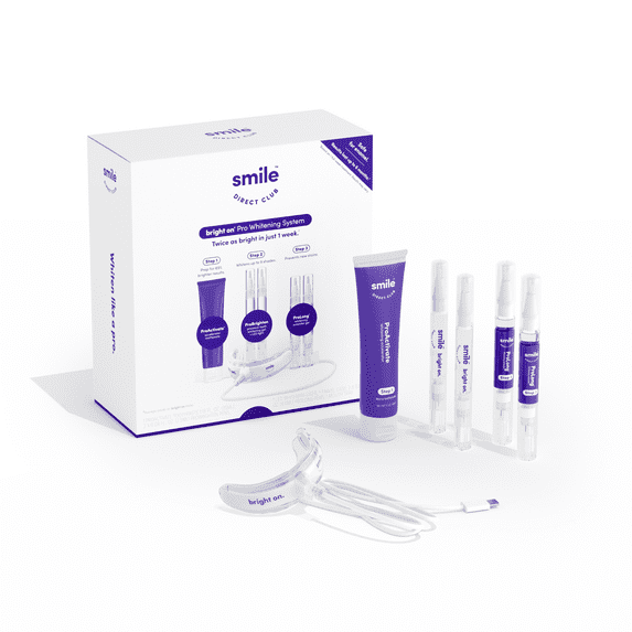 SmileDirectClub Pro Teeth Whitening System, 4 Pack Gel Pens with LED Accelerator Light + Toothpaste