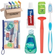 SmileGoods Adult Super Deluxe Dental Care Kit with Toothbrush, Toothpaste, Floss, Tongue Cleaner and Mouthwash, Pack of 72