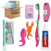 SmileGoods Child Prize Dental Care Kit with Toothbrush, Toothpaste, Floss, FlosSeas, Toy, Pack of 72