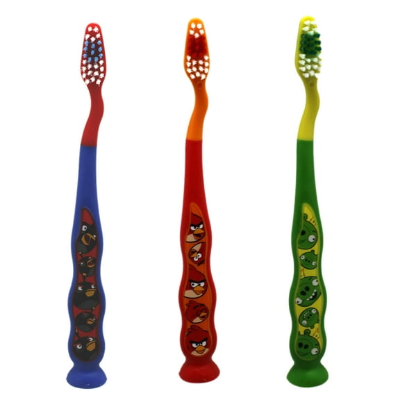 SmileGuard Angry Birds Assorted Character/Color Suction Cup Toothbrushes (3pc)
