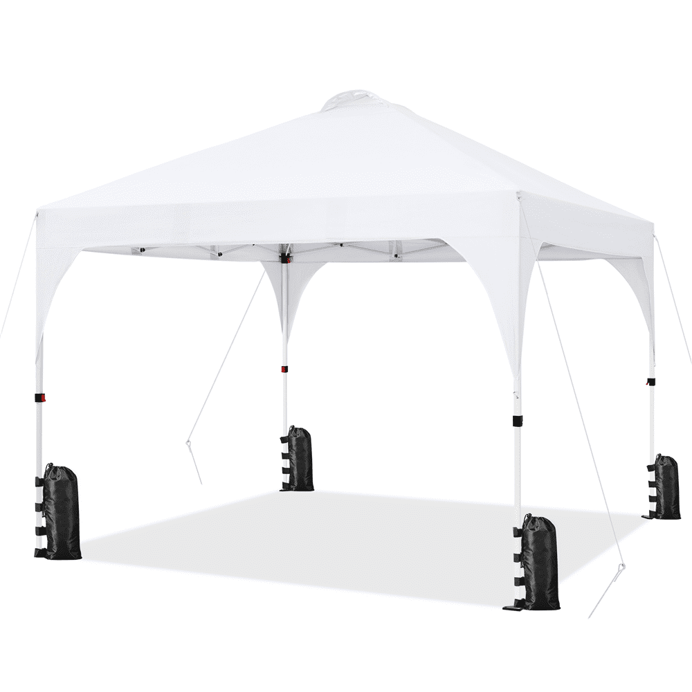 Alden Design 10-Person Canopy Tent with Stakes Ropes Sandbags Wheeled Bag, White