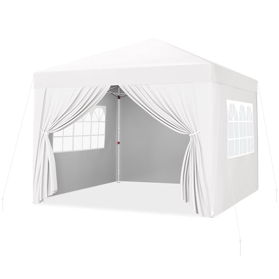Alden design 10x10ft Outdoor Canopy Pop up Gazebo with Sidewall Window, White