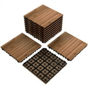 SmileMart 11pcs Indoor & Outdoor Wood Flooring Tiles for Patio Garden, 12" x 12"