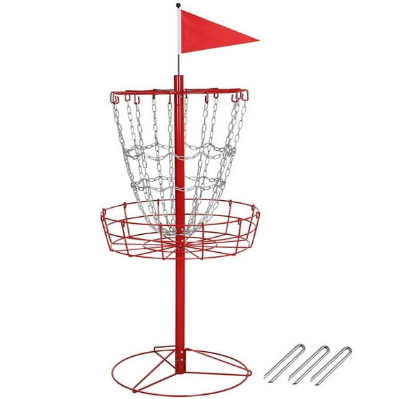 Alden Design 12-Chain steel Disc Golf Goal for Target Practice, Red
