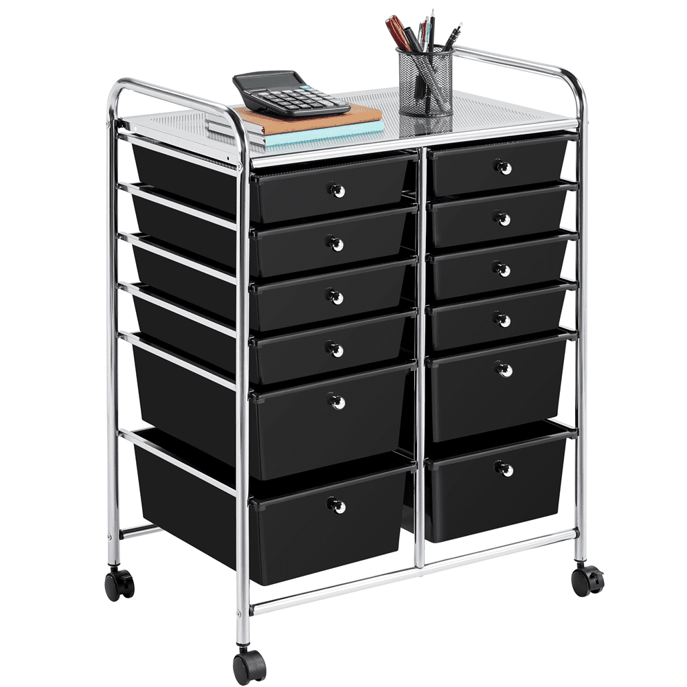 Rolling Storage Cart with Locking Drawers