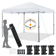 SmileMart 12x12 Pop-up Canopy with Single-person Setup Mechanism for Home & Commercial Use, White