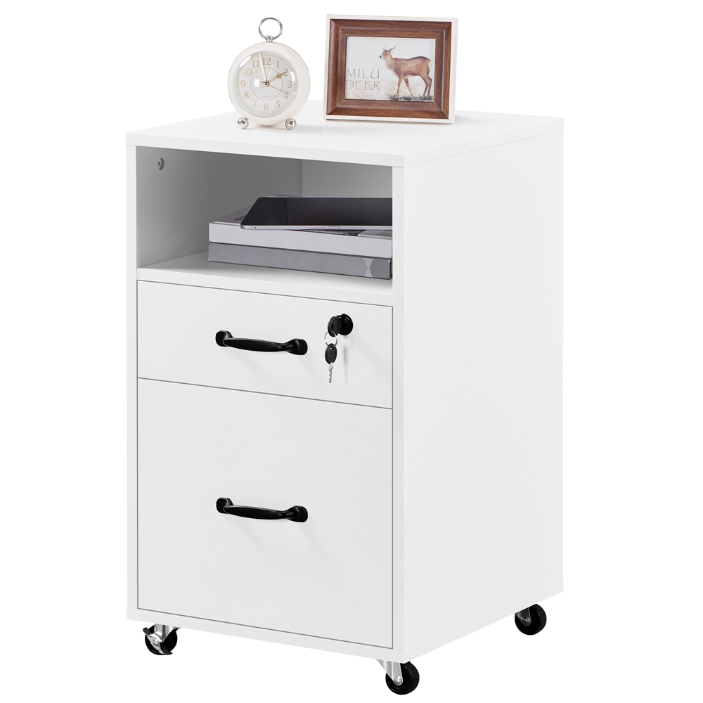 Scranton & Co 18" Deep 2 Drawer Mobile Smart File in Black