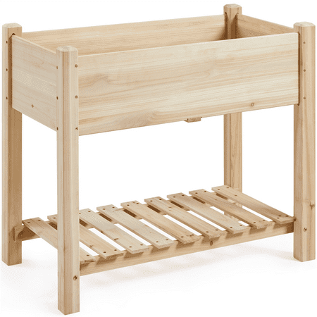 SmileMart 2-Tier Wooden Raised Garden Bed Planter for Flowers and Vegetables