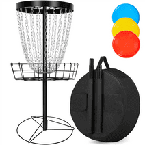 SmileMart 24-Chain Disc Golf Goal for Target Practice with Carrying Bag and 3 Discs, Black