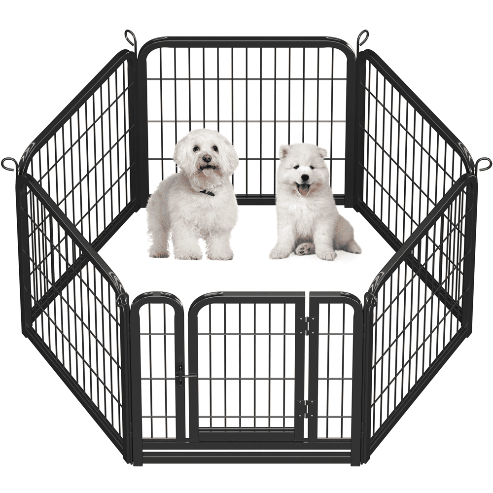 Alden Design 25″ Tall 6 Panels Metal Dog Playpen Fence for Outdoor Indoor, Black