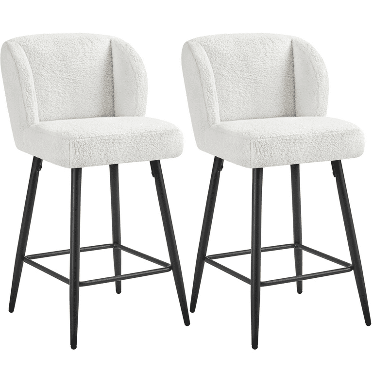 Alden Design 26.5 H Modern Upholstered Boucle Fabric Bar Stools with Back White Walmart