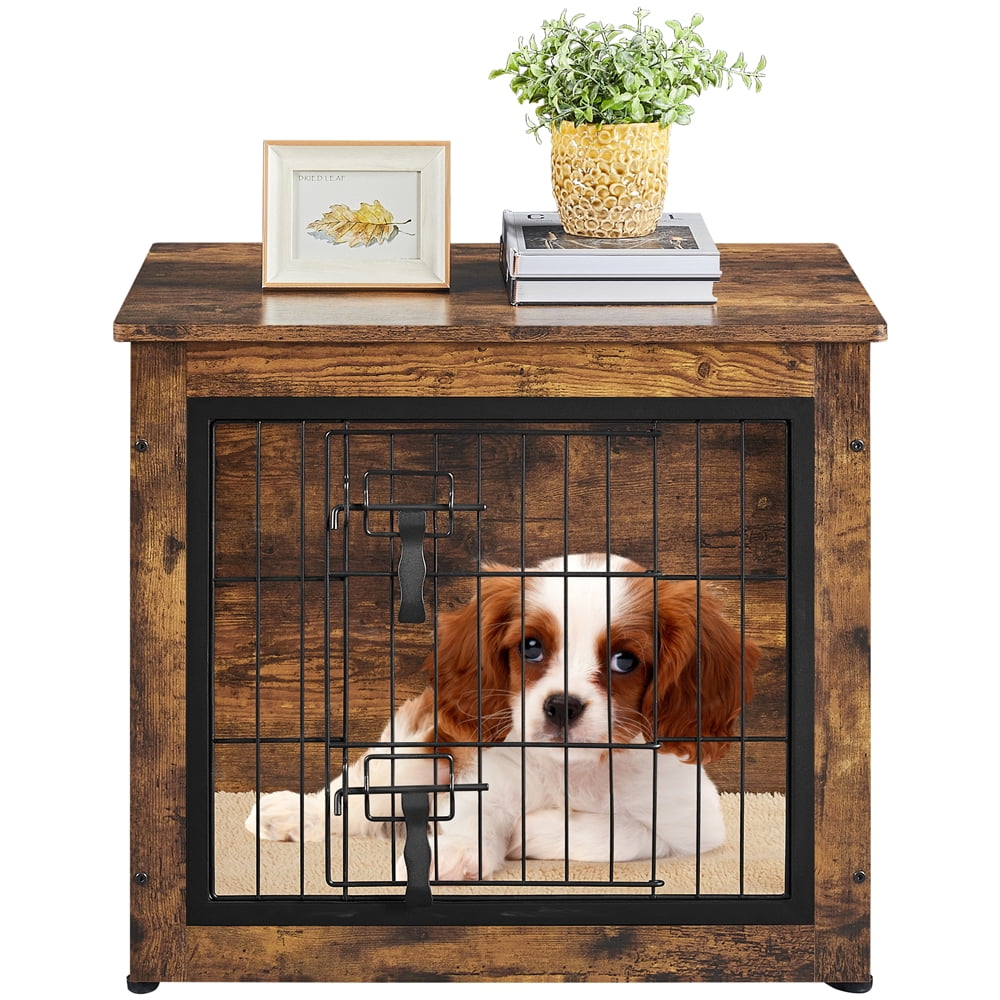 Alden Design 27.5″ W Dog Crate Furniture Small Rustic Industrial Wooden ... - Beautiful Decorative Dog Crates For Rustic Homes
