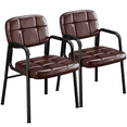 thumbnail image 1 of Alden Design 2pcs Leather Office Reception Chairs with Midback, Brown, 1 of 8