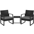 thumbnail image 1 of Alden Design 3-Piece Modern Bistro Set Rattan Chairs for Balcony/Patio/Bistro, Black Cushions, 1 of 8