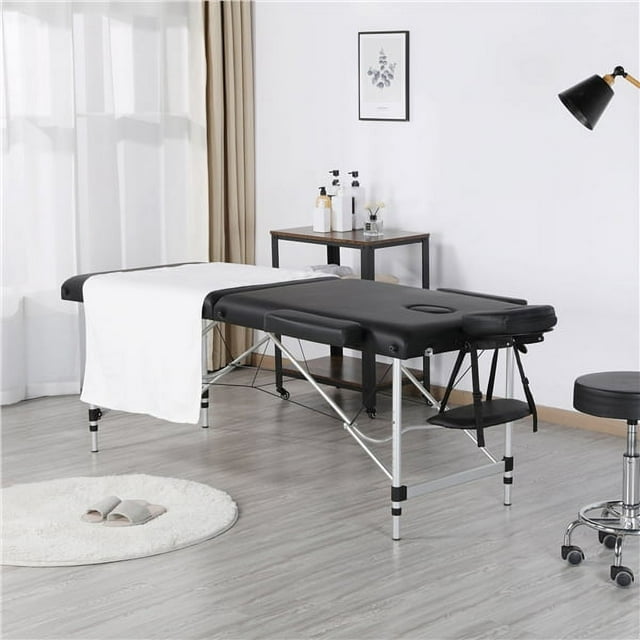 SmileMart 3 Section 84" Portable Adjustable Aluminum  Massage Table for Spa Treatments, Black