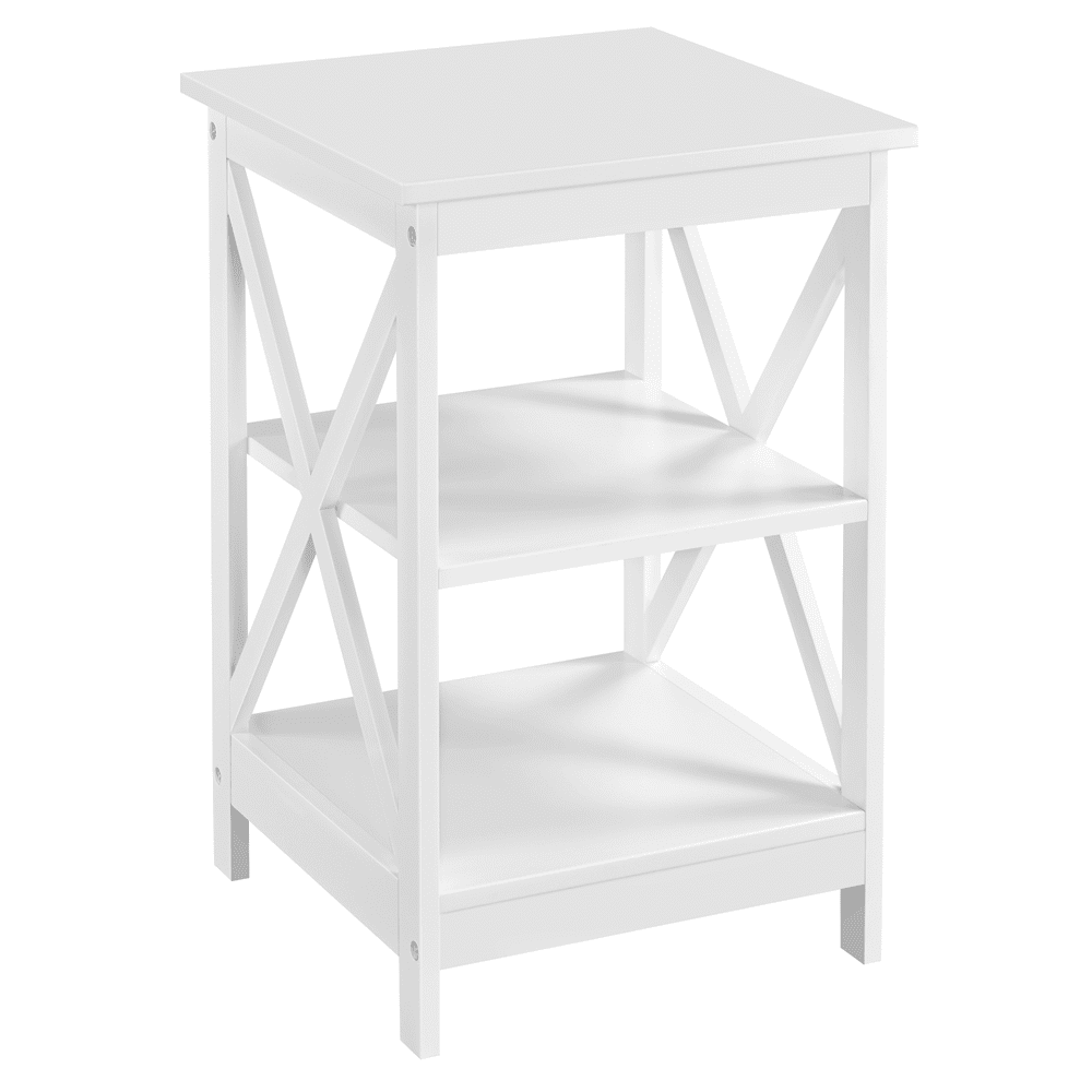 SmileMart 3 Tier Modern Wood XShape Bedside End Table for Living Room