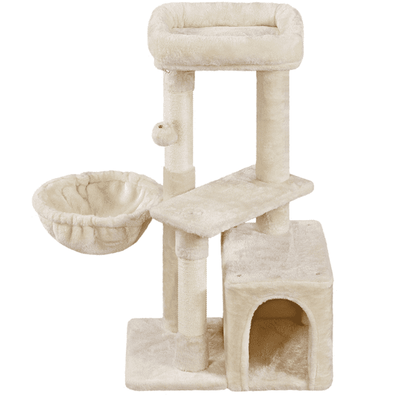 Alden Design 34.5" H Cat Tree Tower with Condo and Perches, Beige